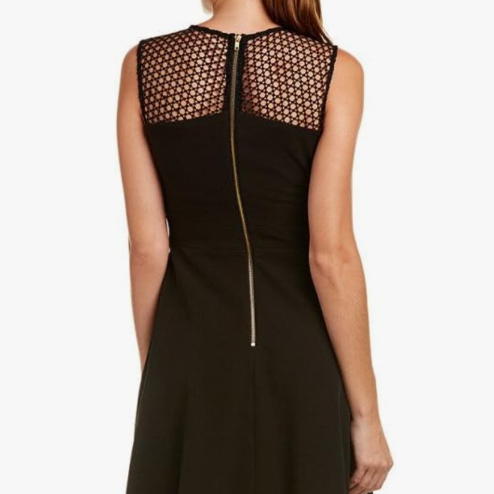 ✨ Tahari by Arthur S. Levine Black A-Line Dress – Lace Crepe Illusion Bodice